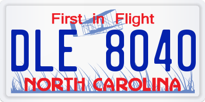 NC license plate DLE8040