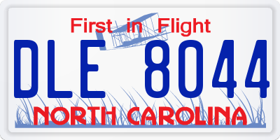 NC license plate DLE8044