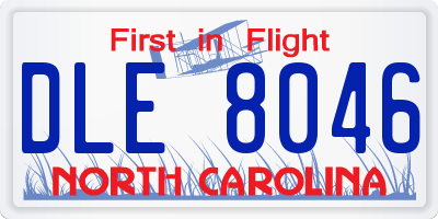 NC license plate DLE8046