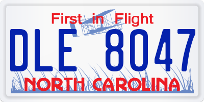 NC license plate DLE8047