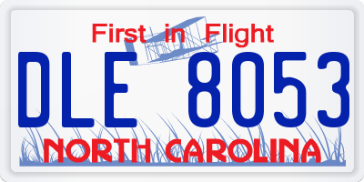 NC license plate DLE8053