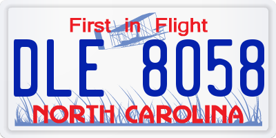 NC license plate DLE8058