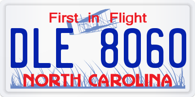 NC license plate DLE8060