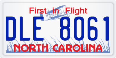 NC license plate DLE8061