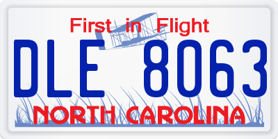 NC license plate DLE8063