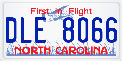NC license plate DLE8066