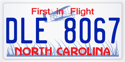 NC license plate DLE8067