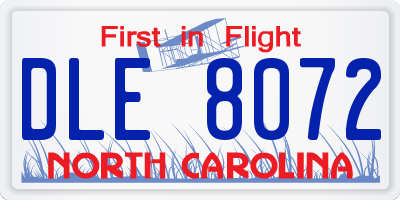 NC license plate DLE8072