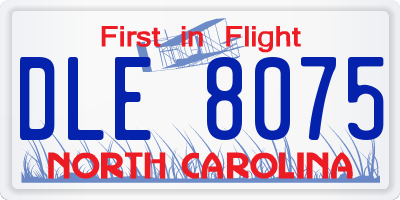 NC license plate DLE8075