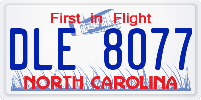 NC license plate DLE8077