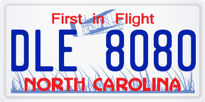 NC license plate DLE8080
