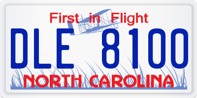 NC license plate DLE8100