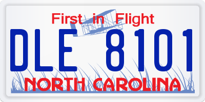 NC license plate DLE8101