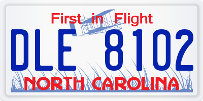 NC license plate DLE8102
