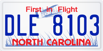NC license plate DLE8103