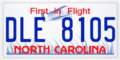 NC license plate DLE8105