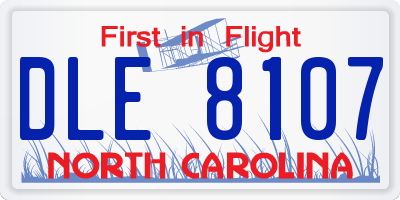 NC license plate DLE8107