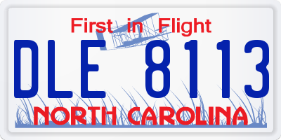 NC license plate DLE8113