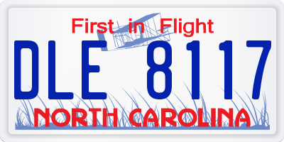 NC license plate DLE8117