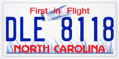 NC license plate DLE8118