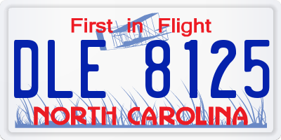 NC license plate DLE8125