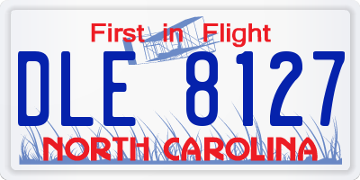 NC license plate DLE8127