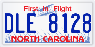 NC license plate DLE8128