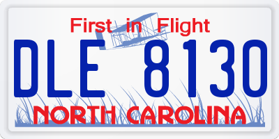 NC license plate DLE8130