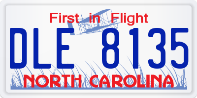 NC license plate DLE8135