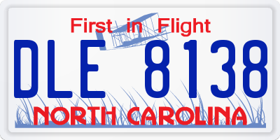 NC license plate DLE8138