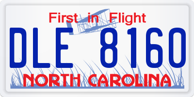 NC license plate DLE8160