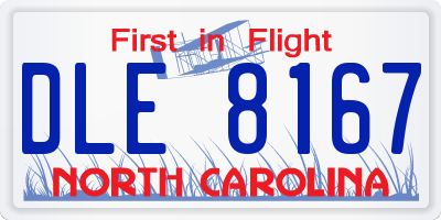 NC license plate DLE8167