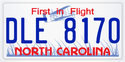 NC license plate DLE8170