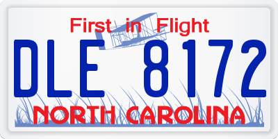 NC license plate DLE8172