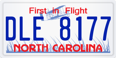 NC license plate DLE8177
