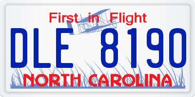 NC license plate DLE8190