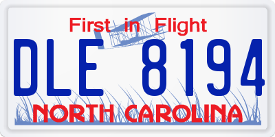 NC license plate DLE8194