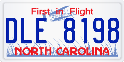 NC license plate DLE8198