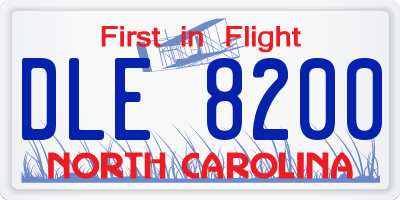 NC license plate DLE8200