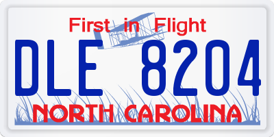 NC license plate DLE8204