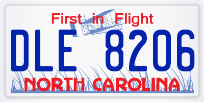 NC license plate DLE8206