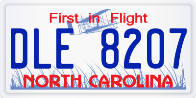 NC license plate DLE8207