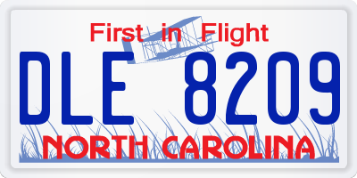 NC license plate DLE8209