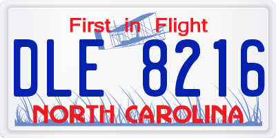 NC license plate DLE8216
