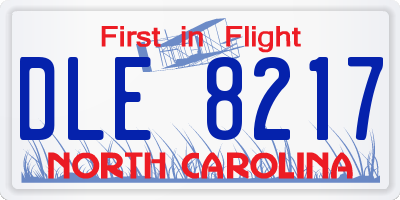NC license plate DLE8217