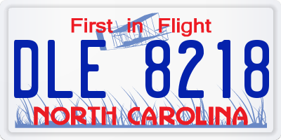NC license plate DLE8218