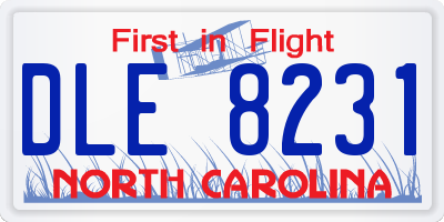NC license plate DLE8231