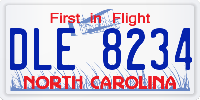 NC license plate DLE8234
