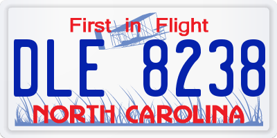 NC license plate DLE8238