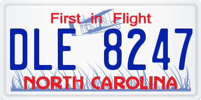 NC license plate DLE8247